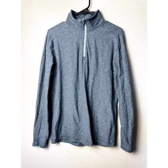 Lululemon Mens 1/4 Zip Pullover Heather Long Sleeve Top Athletic Medium Blue - Picture 1 of 7